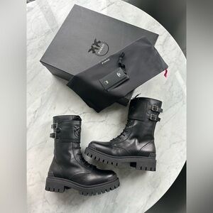 PINKO Cumino Combat leather boots sz 40